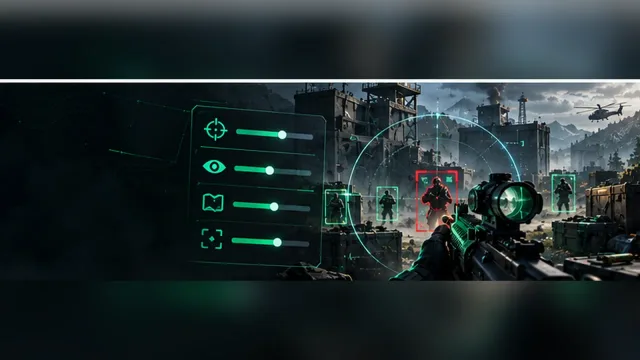 Fictional Delta Force tactical HUD with FOV, player markers, and configuration controls