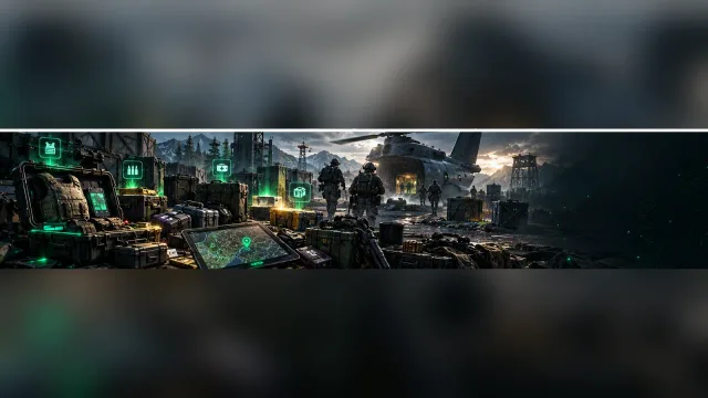 Delta Force Operations extraction scene with supply crates, equipment, vehicles, and map markers